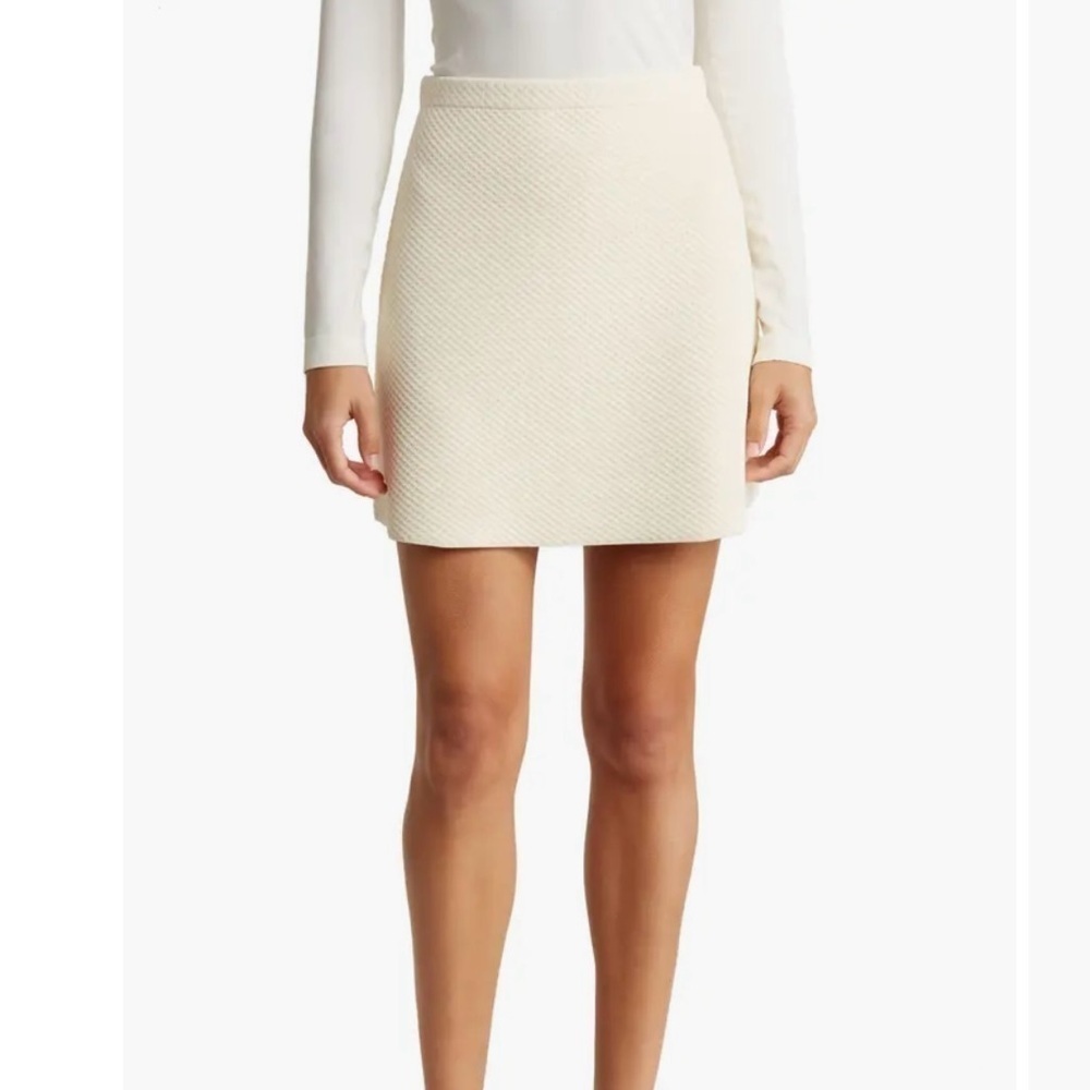 THEORY Teslia A-Line Mini Skirt in VANILLA CREAM Size S - Picture 3 of 8